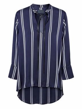 Hotel Particulier Navy & White Striped Tunic with Leather tie Detail SZ M